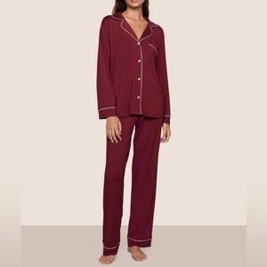 Eberjey Gisele Tencel Modal Long Sleeve Pajama Set Size XXL In Bordeaux Red